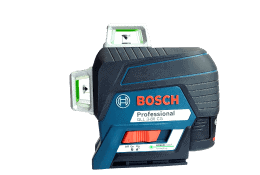 Laser płaszczyznowy Bosch GLL 3-80 CG wykorzystywany do pomiaru poziomu posadzki i stropu podczas odbioru technicznego mieszkania