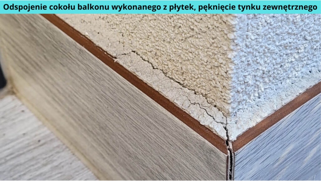 Odbiór techniczny domu - usterka - odspojenie płytki na balkonie - cokół