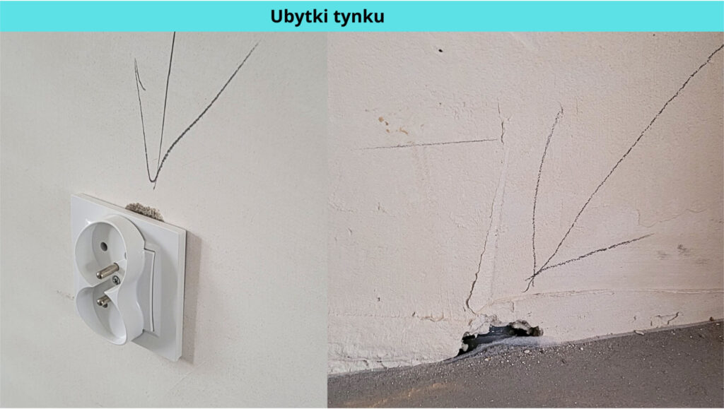Odbiór techniczny mieszkania - usterka - ubytki tynku, wady tynku