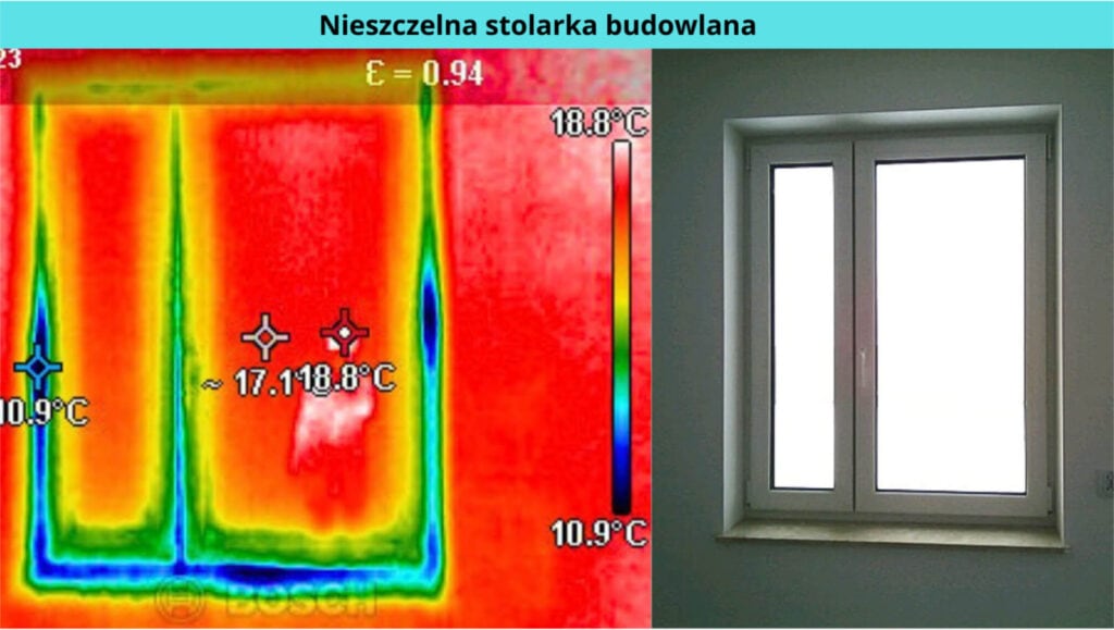 Odbiór techniczny mieszkania - termowizja - nieszczelne okno (przedmuchy)